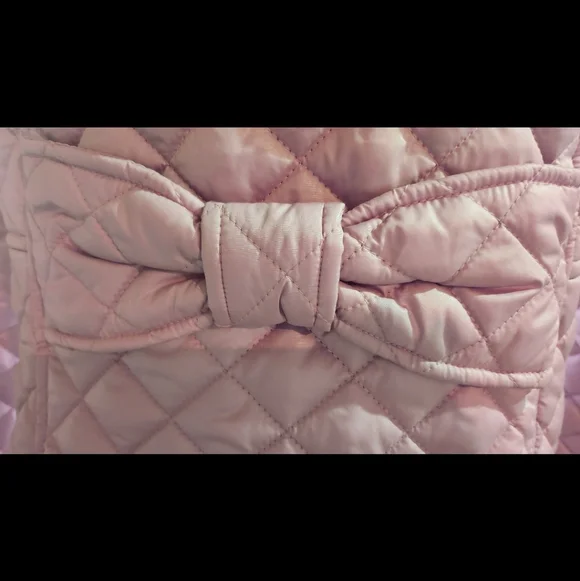 Kate Spade Pink Big Bow Rose Quilted, Lined Coat 13" deep pockets Size Large - Picture 3 of 10